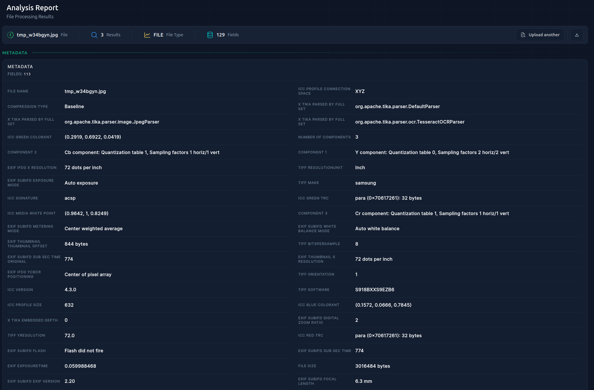 Orion file scanner metadata analysis report